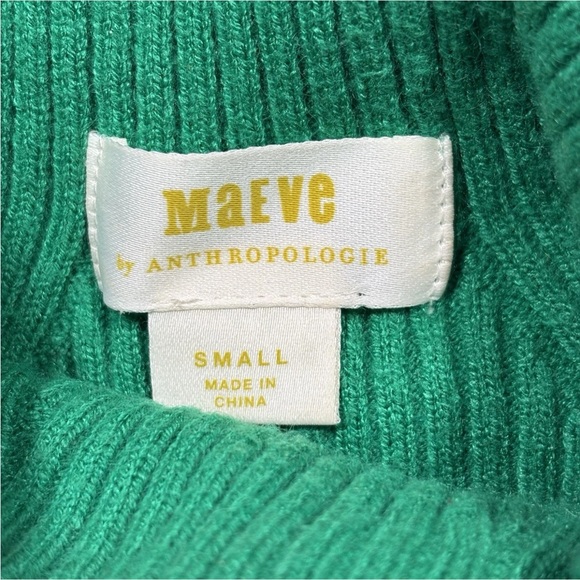Maeve Anthropologie Puff Sleeve Knit Blouse Womes Small Green Mock Neck - Picture 5 of 8